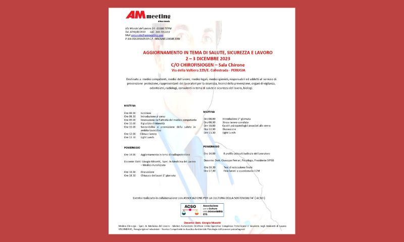 AGGIORNAMENTO IN TEMA DI SALUTE, SICUREZZA E LAVORO 